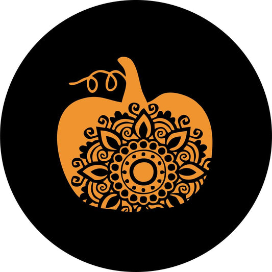 Pumpkin Silhouette & Mandala Bronco Spare Tire Cover - Speedlogix