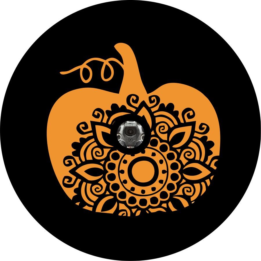 Pumpkin Silhouette & Mandala Bronco Spare Tire Cover - Speedlogix