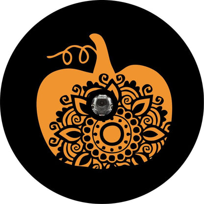 Pumpkin Silhouette & Mandala Bronco Spare Tire Cover - Speedlogix