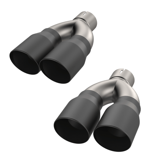 QTP Black Quad Exhaust Tips 2015 - 2023 Challenger 5.7L - Speedlogix