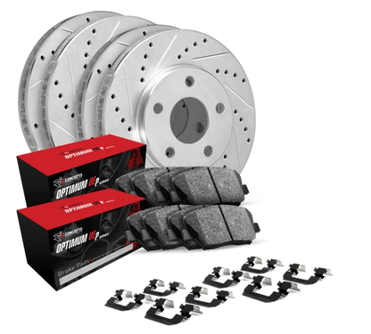 R1 Concepts Drilled/Slotted Brake Rotors + Pads 2006 - 2023 Challenger/Charger 6.1L/392/6.4L - Speedlogix