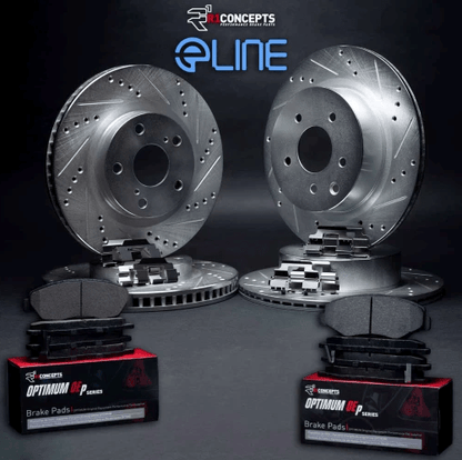 R1 Concepts Drilled/Slotted Brake Rotors + Pads 2006 - 2023 Challenger/Charger 6.1L/392/6.4L - Speedlogix