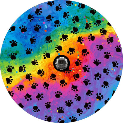Rainbow Tie Dye With Dog Paws Bronco Spare Tire Cover - Speedlogix