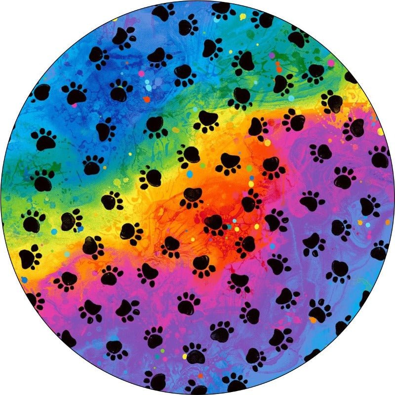 Rainbow Tie Dye With Dog Paws Bronco Spare Tire Cover - Speedlogix