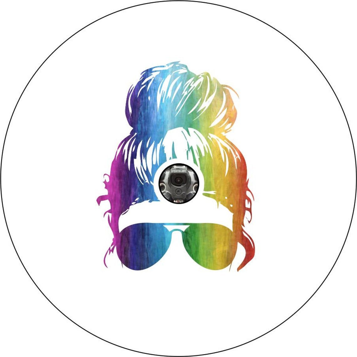 Rainbow Top Knot Messy Bun + Sunglasses Bronco Spare Tire Cover - Speedlogix