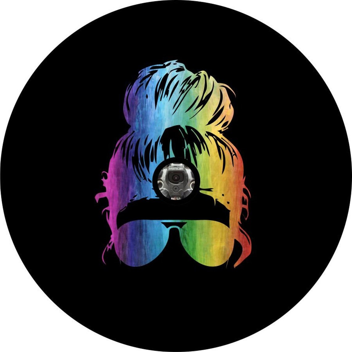 Rainbow Top Knot Messy Bun + Sunglasses Bronco Spare Tire Cover - Speedlogix