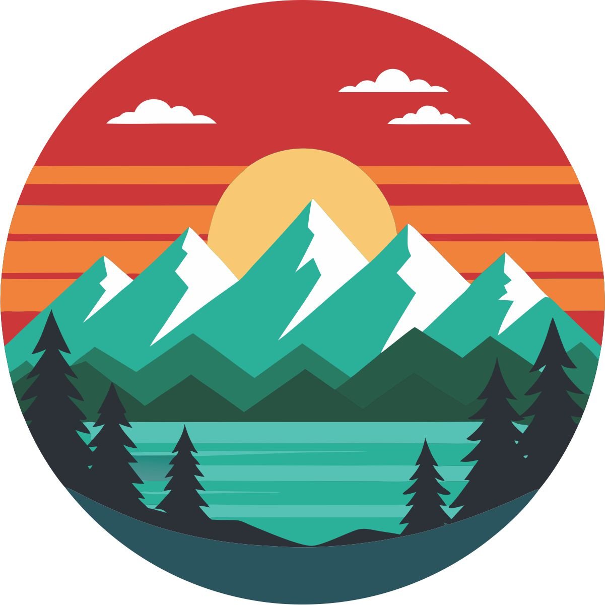 Red Sunset Delight with Mountain and a Lake Bronco Spare Tire Cover - Speedlogix