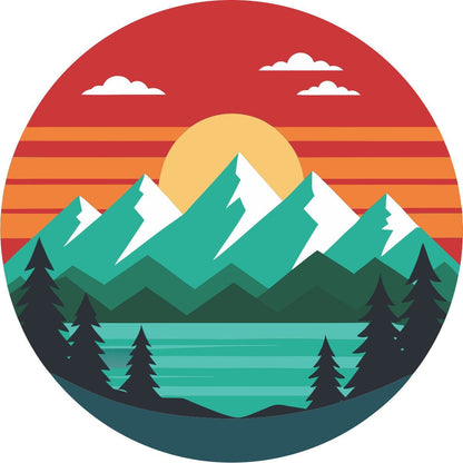 Red Sunset Delight with Mountain and a Lake Bronco Spare Tire Cover - Speedlogix