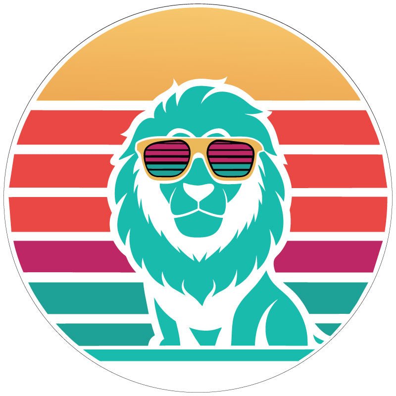 Retro Cool Lion in Sunglasses Bronco Spare Tire Cover - Speedlogix