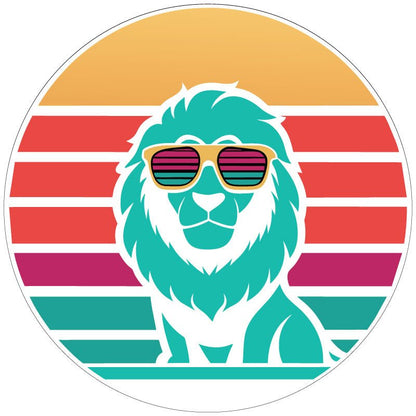Retro Cool Lion in Sunglasses Bronco Spare Tire Cover - Speedlogix
