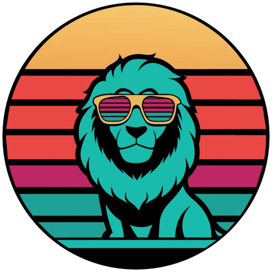 Retro Cool Lion in Sunglasses Bronco Spare Tire Cover - Speedlogix