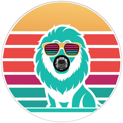 Retro Cool Lion in Sunglasses Bronco Spare Tire Cover - Speedlogix