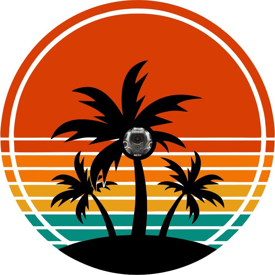 Retro Vintage Palm Tree Sunset Bronco Spare Tire Cover - Speedlogix