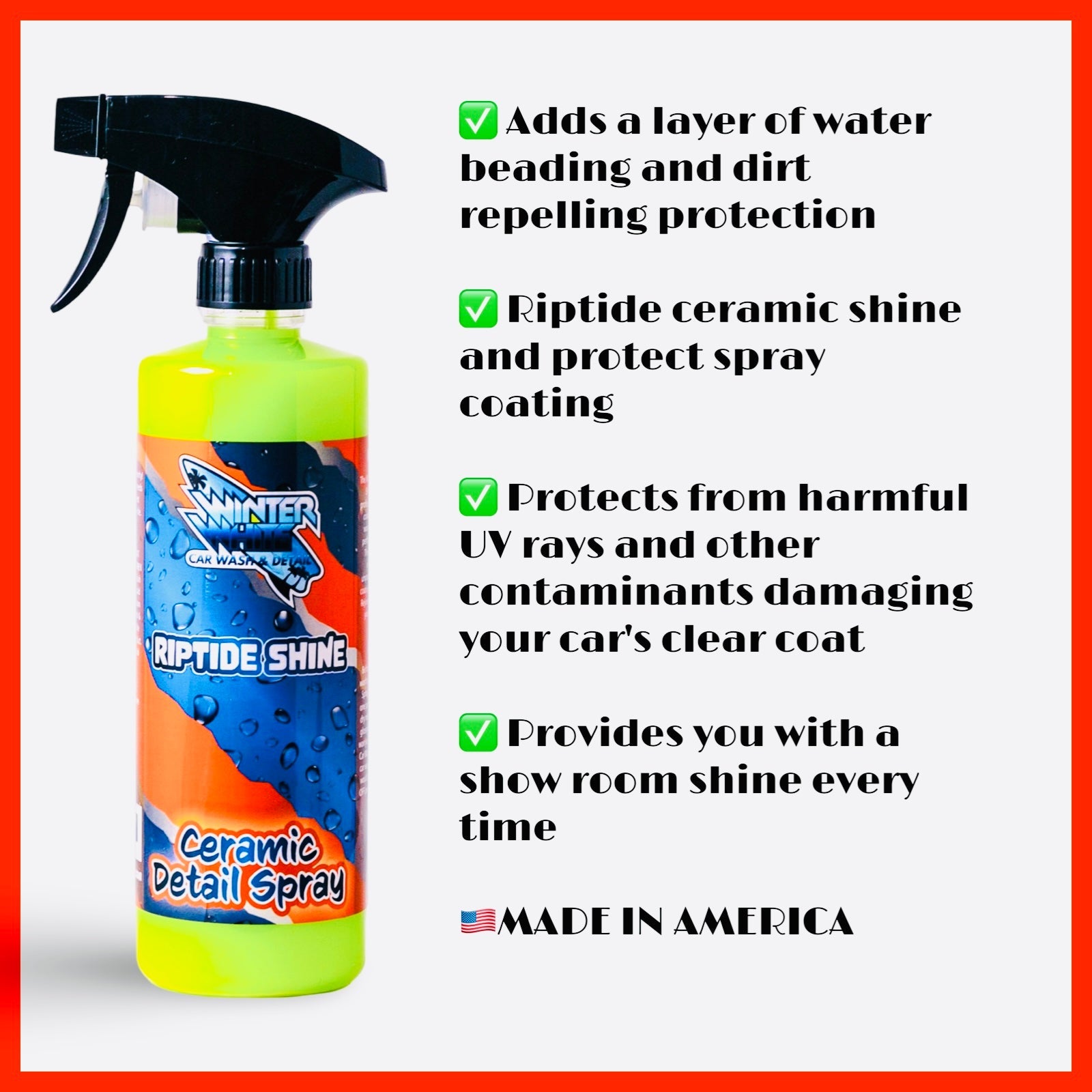 Riptide Ceramic Detail Spray, Shine and Protection for Vehicle Paint (16 Fl oz) - Speedlogix