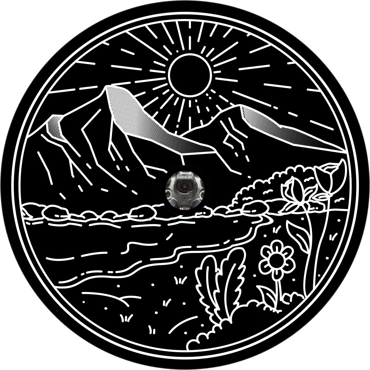 River & Flower Field Mountain Bronco Spare Tire Cover - Speedlogix