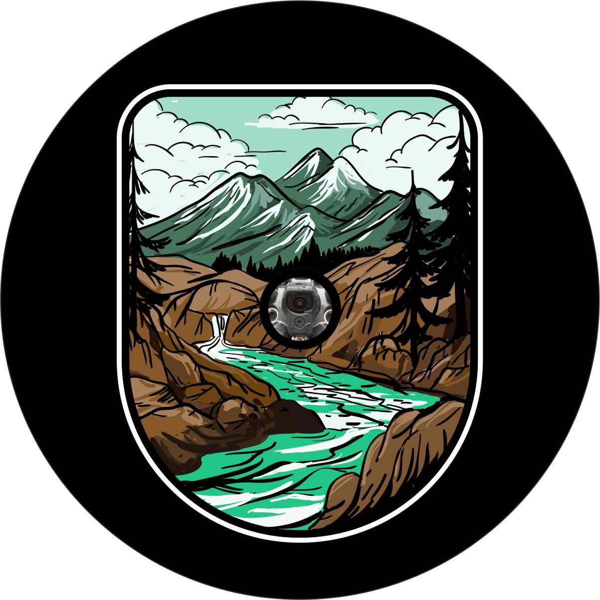River in the Mountains Art Graphic Bronco Spare Tire Cover - Speedlogix