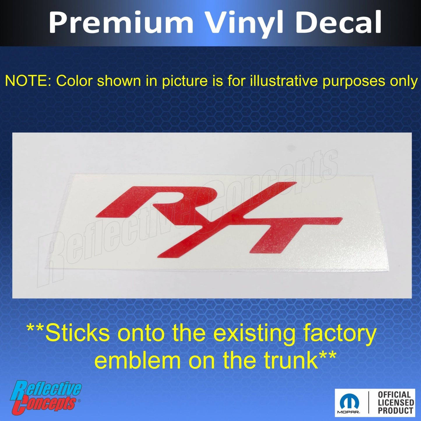R/T Trunk Emblem Overlay Decal Sticker - Dodge Charger R/T - Speedlogix