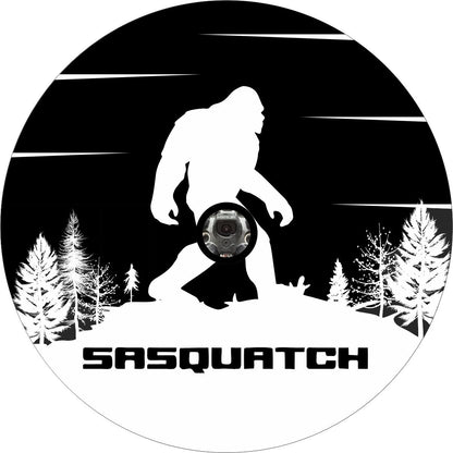 Sasquatch Bigfoot Mountain and Tree Silhouette Spare Tire Cover for Jeep, Bronco, RV, Camper, Trailer, & More - Speedlogix