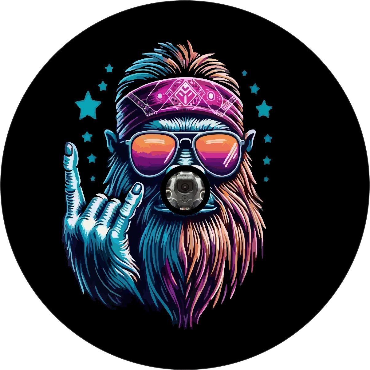 Sasquatch Rock On Hippie Bigfoot Bronco Spare Tire Cover - Speedlogix