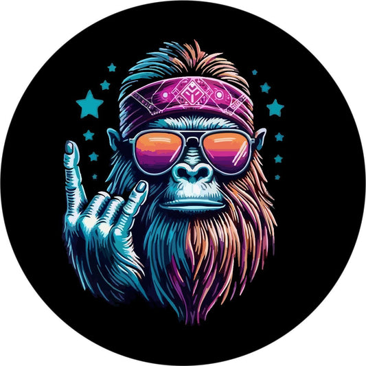 Sasquatch Rock On Hippie Bigfoot Bronco Spare Tire Cover - Speedlogix