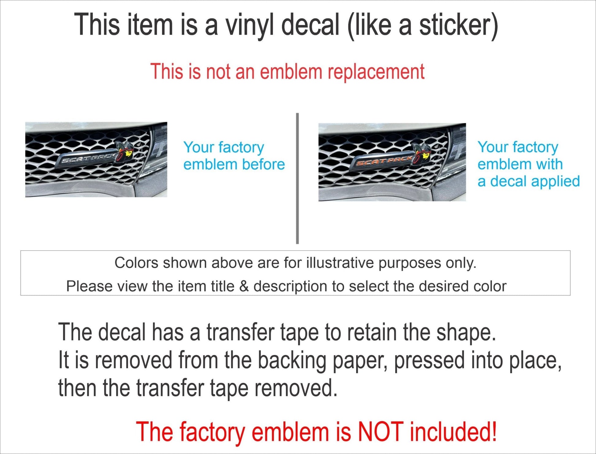 SCAT PACK Grille Emblem Overlay Decal Sticker - Charger RT Scat Pack - Speedlogix