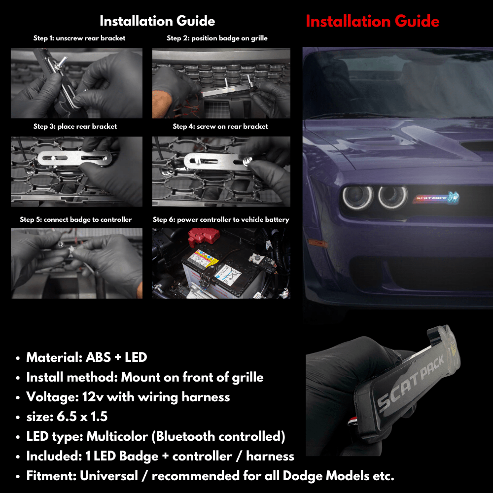 Scatpack LED Emblem Badge (Multicolor Flow) - Speedlogix