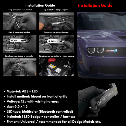 Scatpack LED Emblem Badge (Multicolor Flow) - Speedlogix