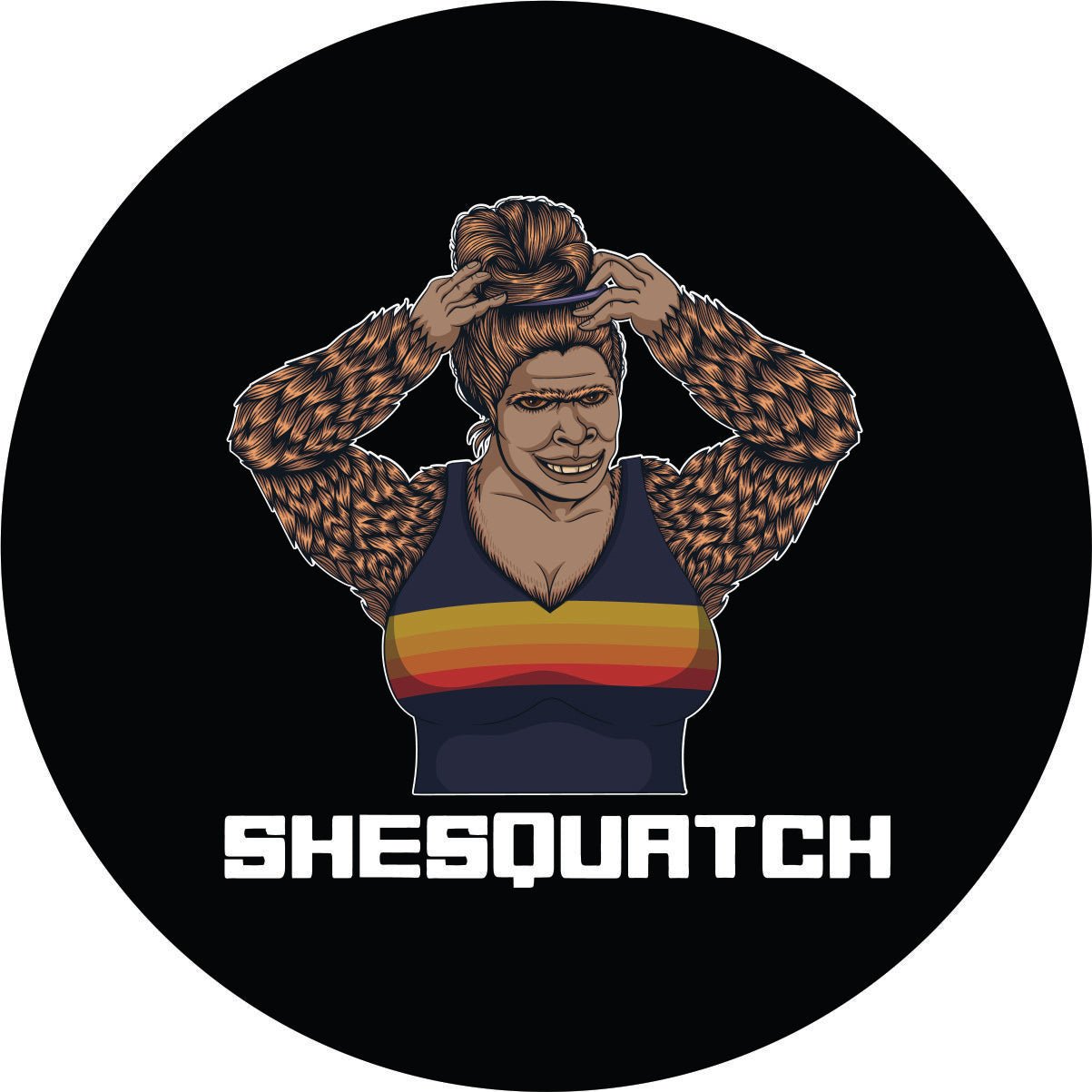 Sexy Shesquatch Bigfoot Sasquatch Messy Bun Bronco Spare Tire Cover - Speedlogix