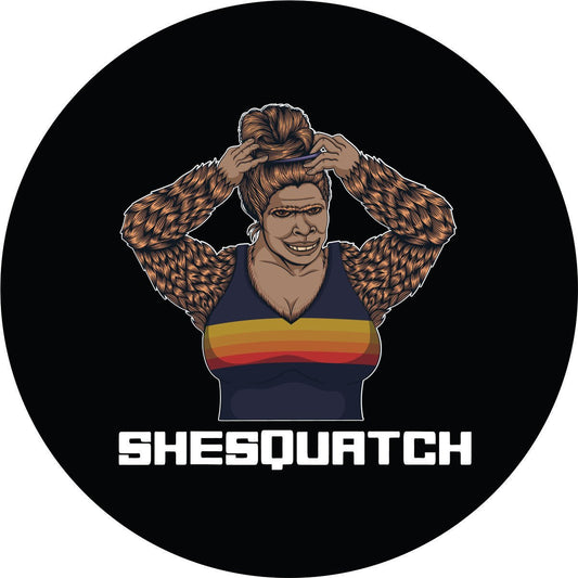 Sexy Shesquatch Bigfoot Sasquatch Messy Bun Bronco Spare Tire Cover - Speedlogix