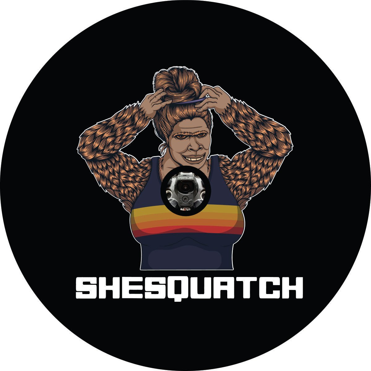 Sexy Shesquatch Bigfoot Sasquatch Messy Bun Bronco Spare Tire Cover - Speedlogix