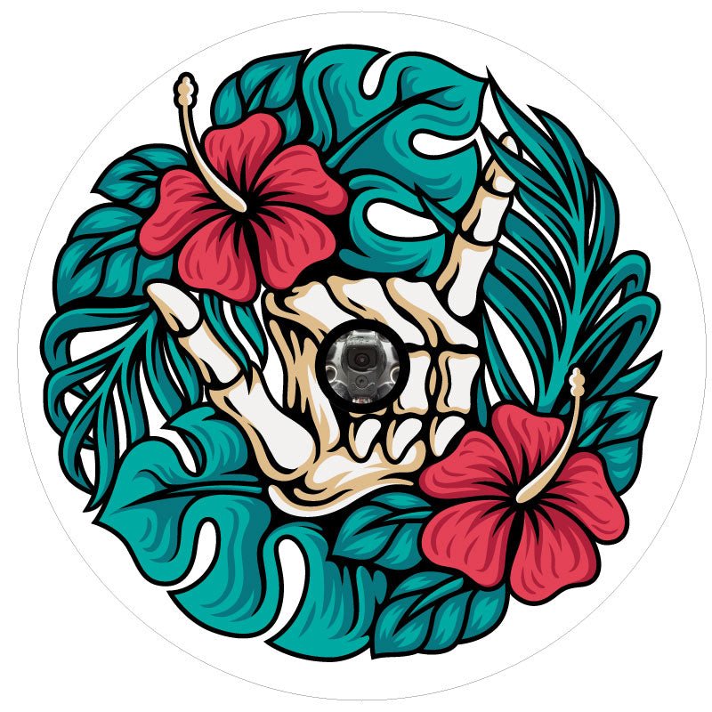 Shaka Skeleton & Hibiscus Bronco Spare Tire Cover - Speedlogix