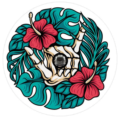 Shaka Skeleton & Hibiscus Bronco Spare Tire Cover - Speedlogix
