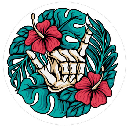 Shaka Skeleton & Hibiscus Bronco Spare Tire Cover - Speedlogix