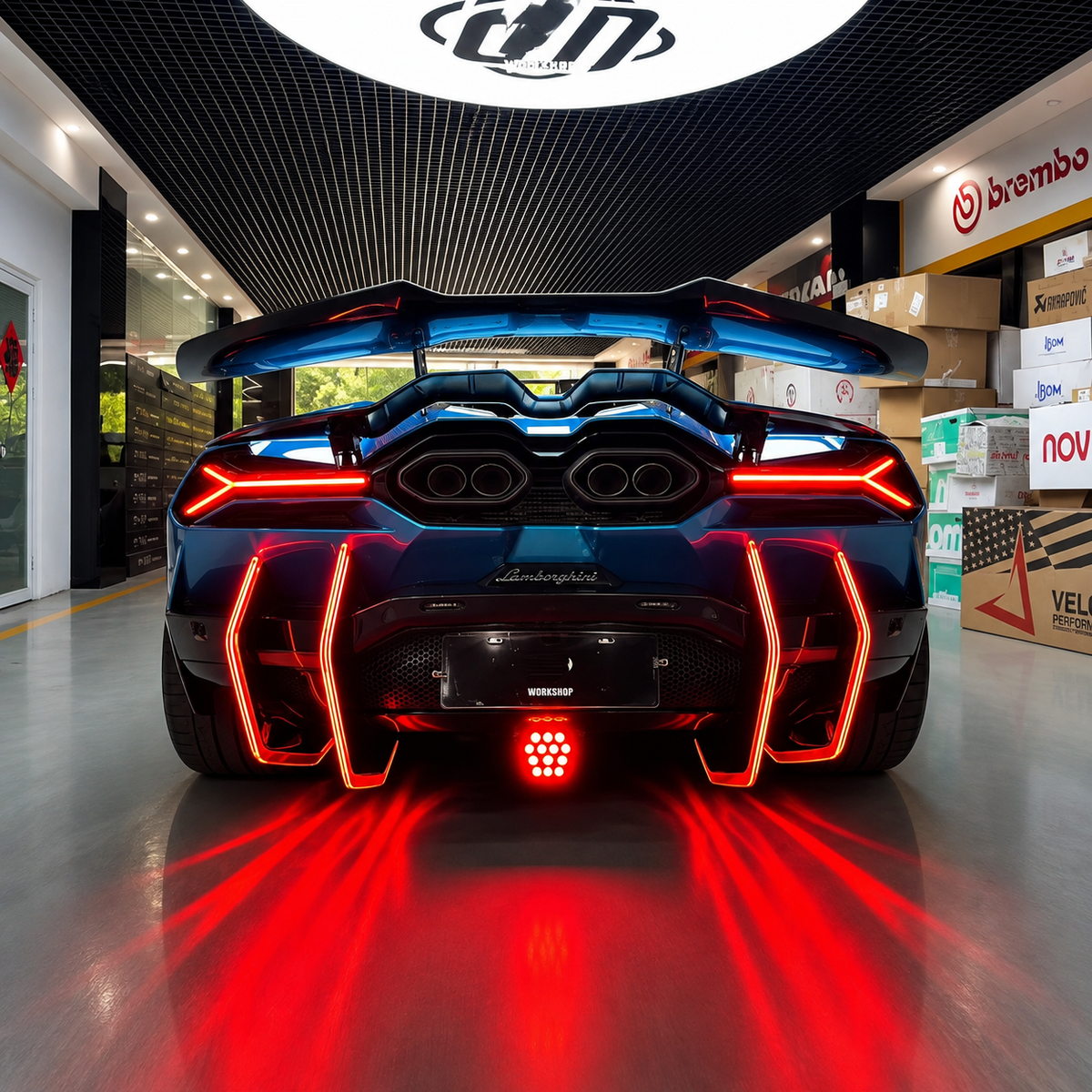 Aggressive Dry Carbon LED Bumper Diffuser for Lamborghini Revuelto SV