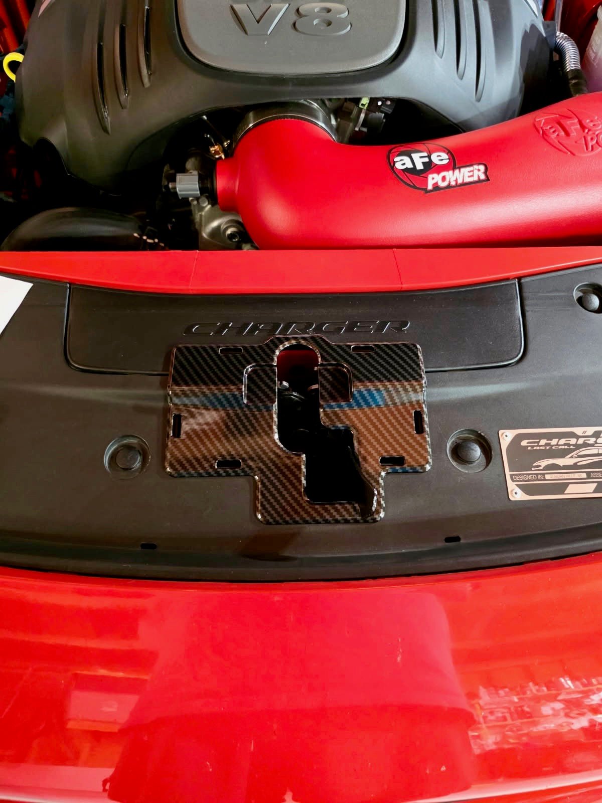 Speedlogix Carbon Fiber Print Hood Latch Cover 2011 - 2023 Charger - Speedlogix