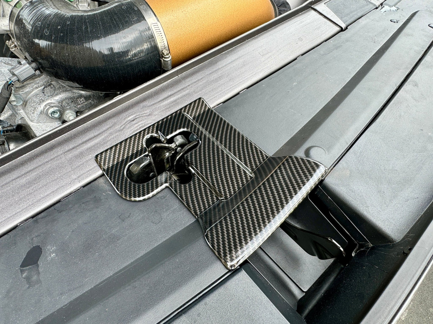 Speedlogix Carbon Fiber Print Hood Latch Cover 2015 - 2023 Challenger - Speedlogix