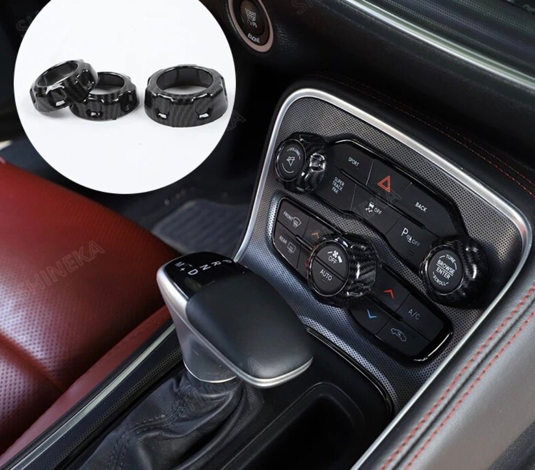 Speedlogix Carbon Print A/C Radio Knob Covers 2015 - 2023 Challenger - Speedlogix