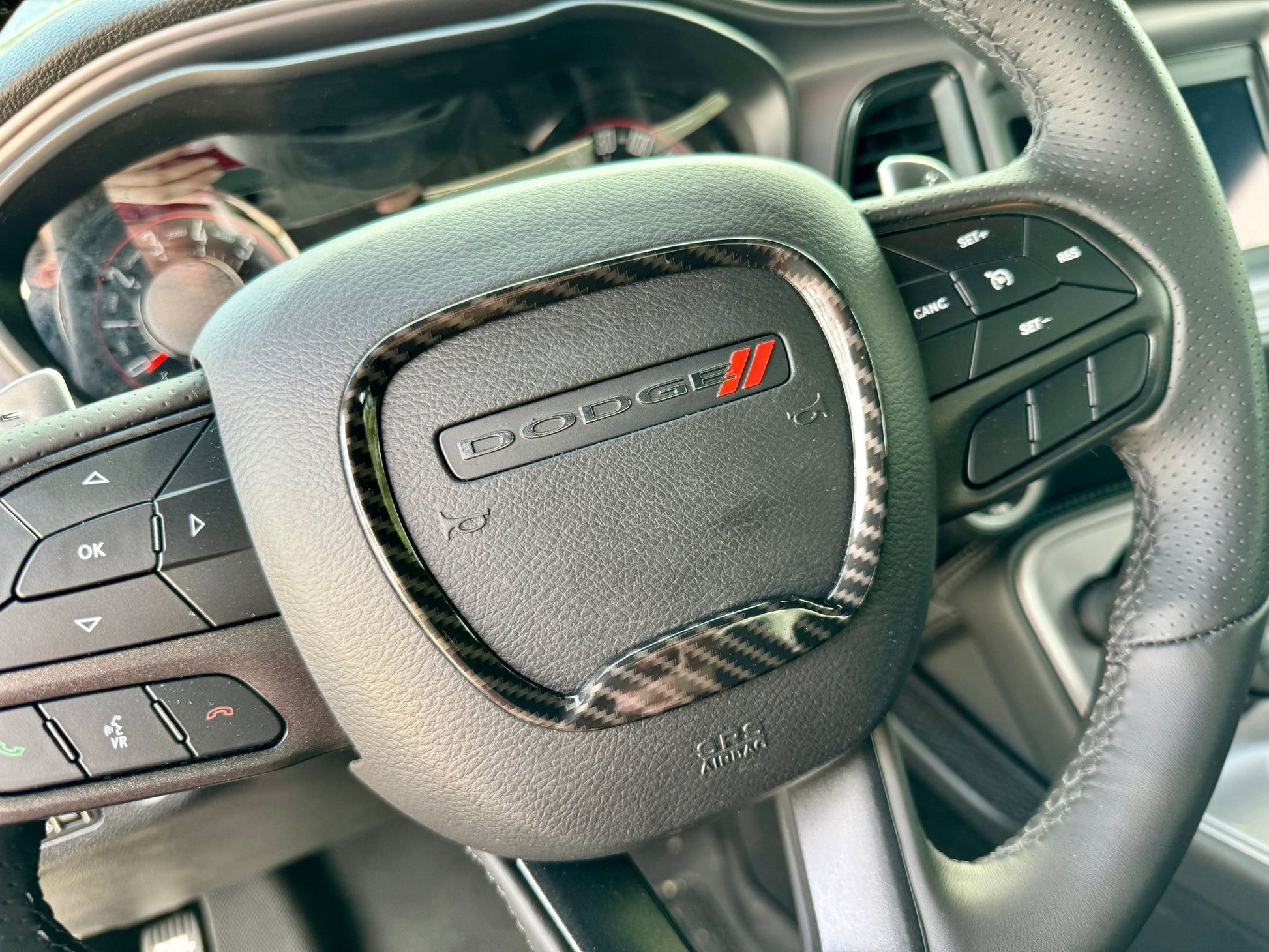 Speedlogix Carbon Print Steering Wheel Trim 2015 - 2023 Challenger - Speedlogix