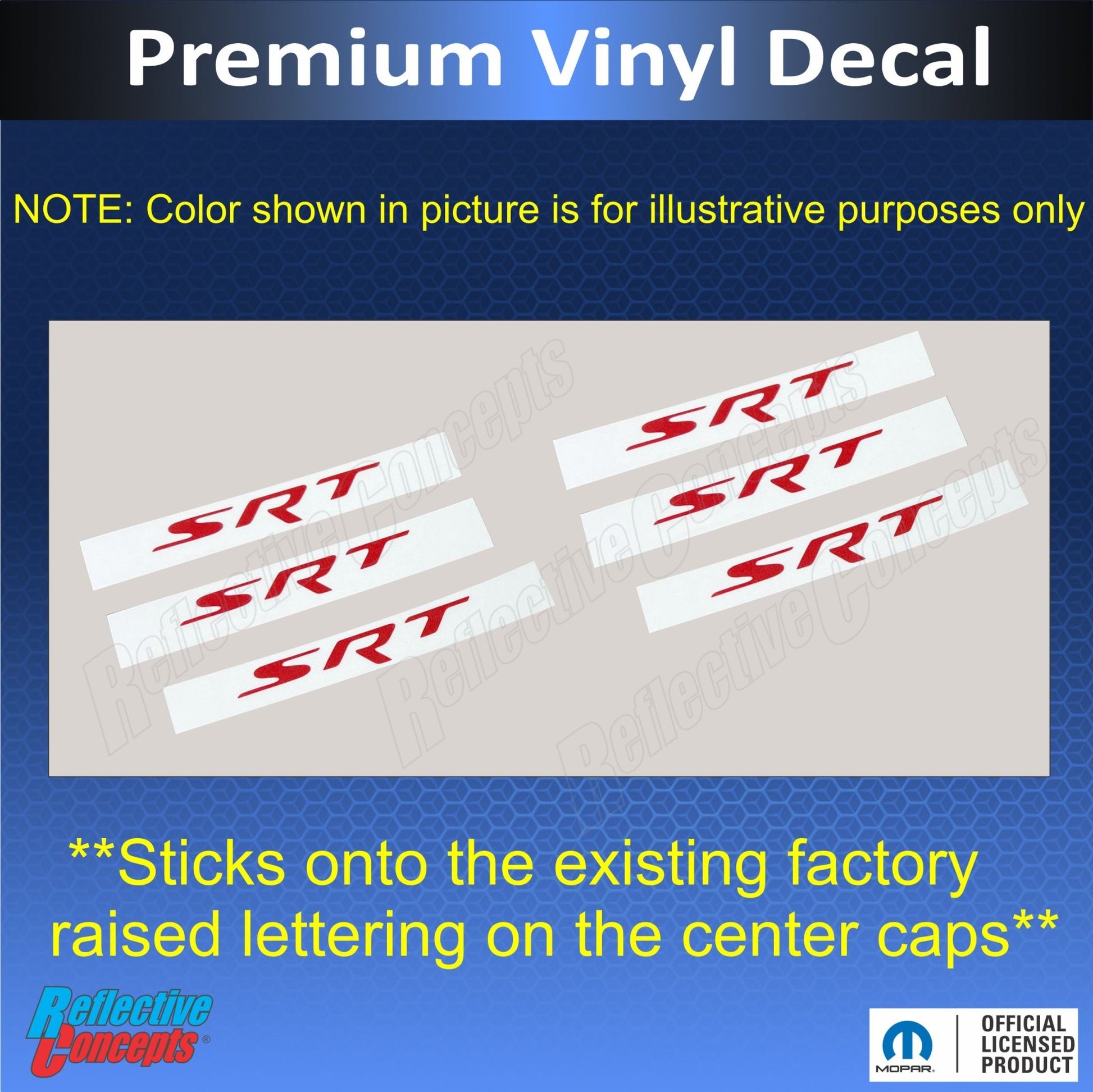 SRT Center Cap Overlay Decals for Charger SRT - Speedlogix