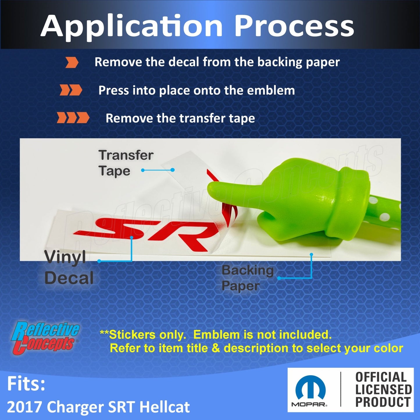 SRT Emblem Overlay Decals - 2017 Dodge Charger SRT Hellcat - Speedlogix
