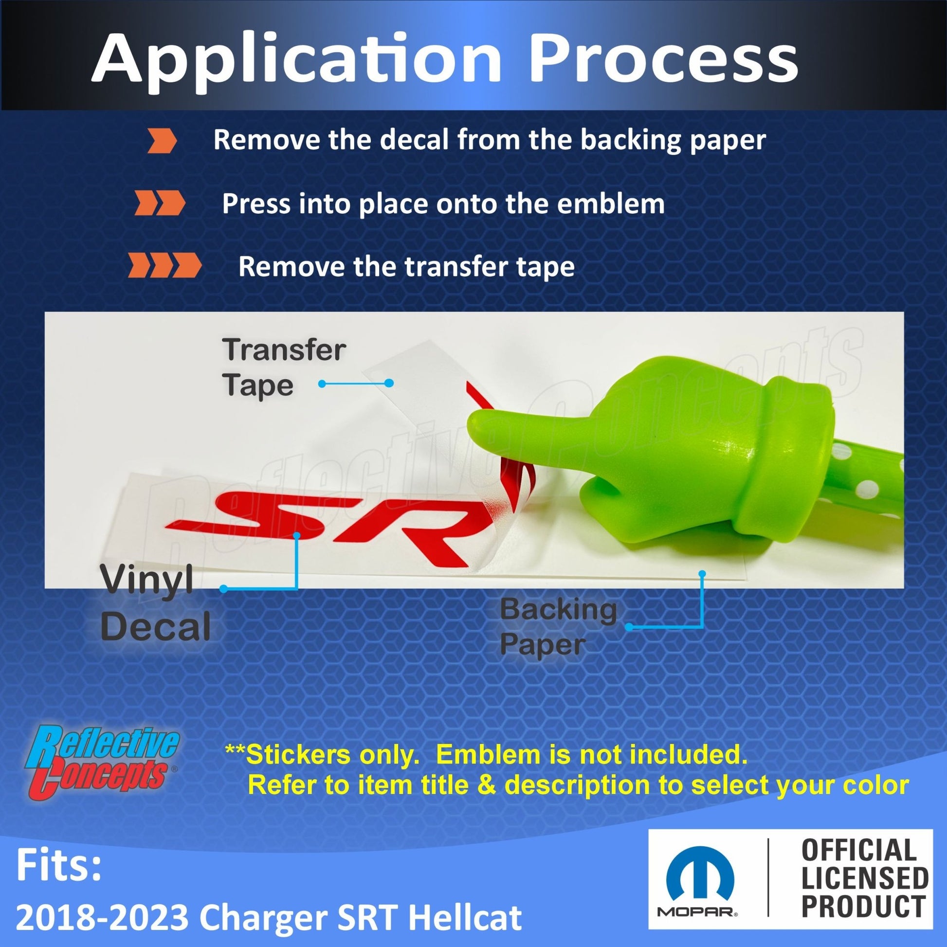 SRT Emblem Overlay Decals - 2018 - 2023 Dodge Charger SRT Hellcat - Speedlogix