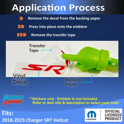 SRT Emblem Overlay Decals - 2018 - 2023 Dodge Charger SRT Hellcat - Speedlogix