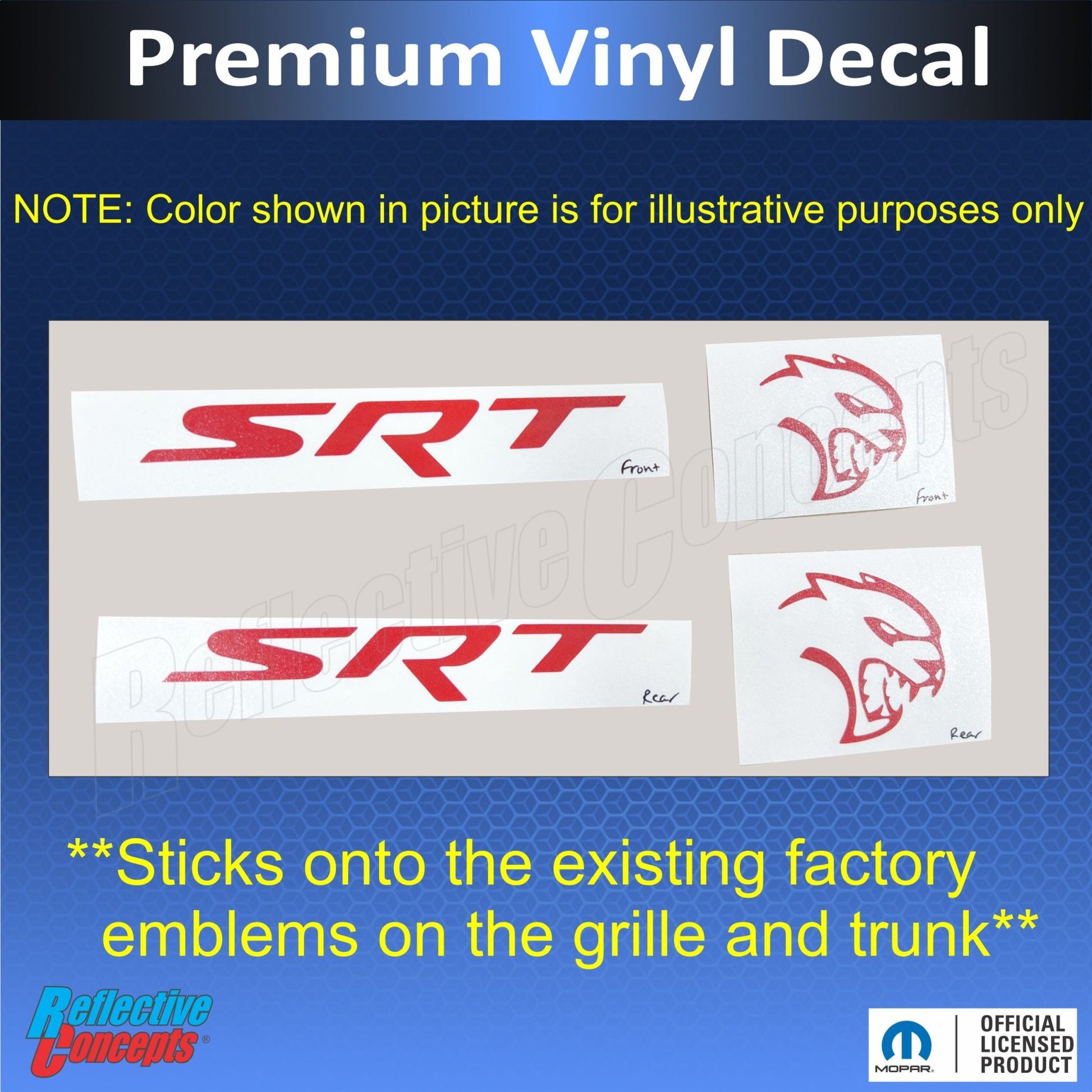 SRT Emblem Overlay Decals - 2018 - 2023 Dodge Charger SRT Hellcat - Speedlogix