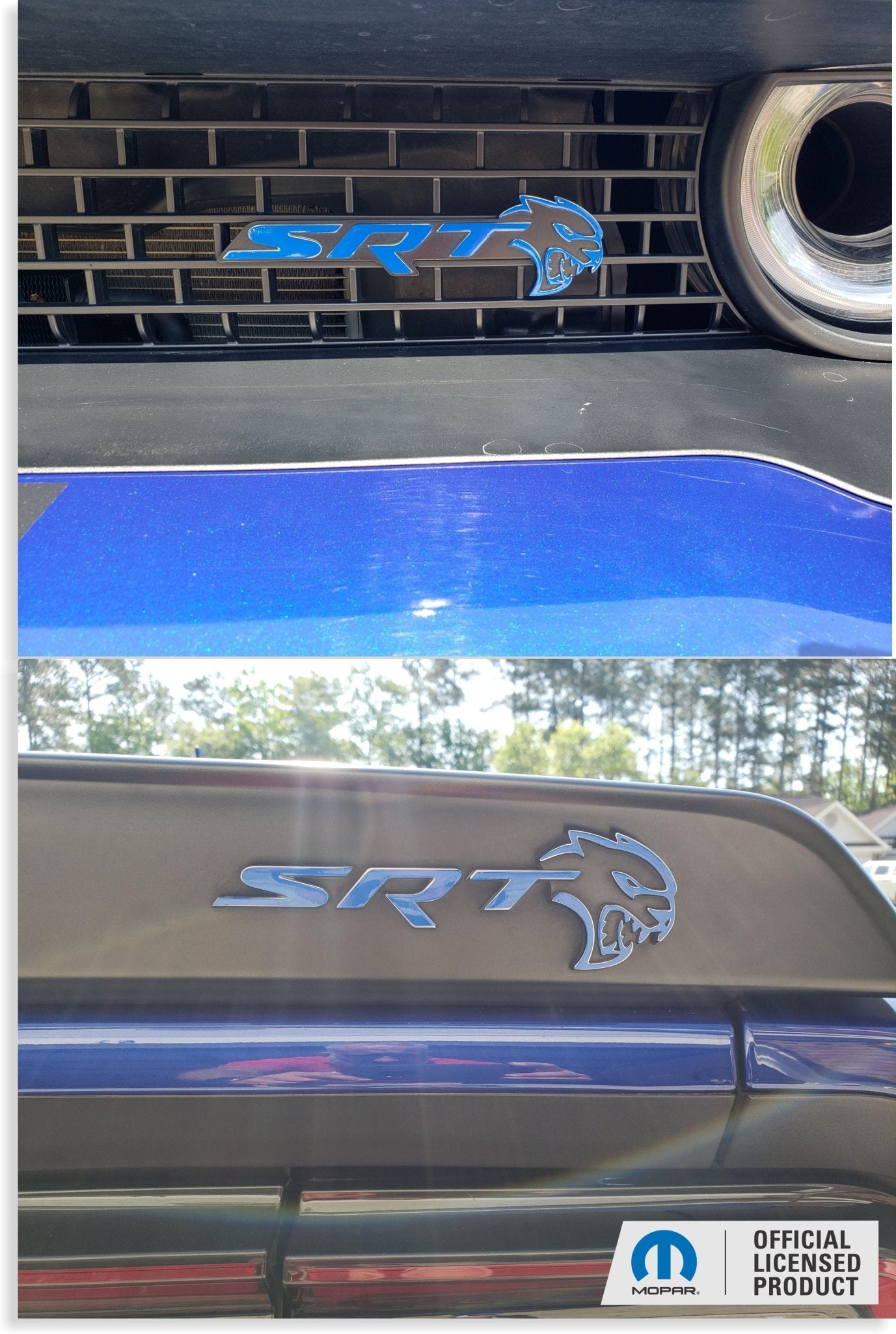 SRT Front and Rear Emblem Overlay Decals - 18 - 23 Challenger SRT Hellcat - Speedlogix