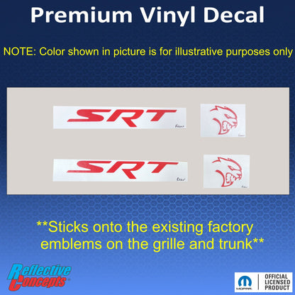 SRT Front and Rear Emblem Overlay Decals - 18 - 23 Challenger SRT Hellcat - Speedlogix