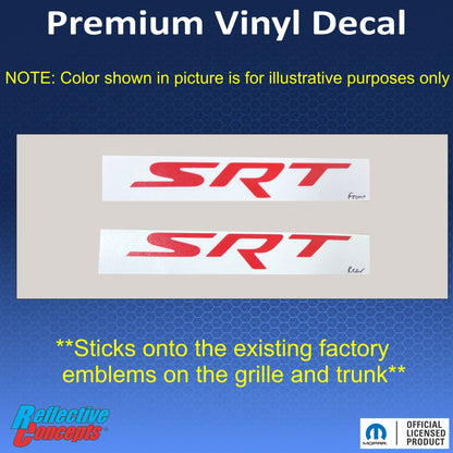 SRT Front and Rear Emblem Overlay Decals - 2015 - 2016 Challenger SRT Hellcat - Speedlogix
