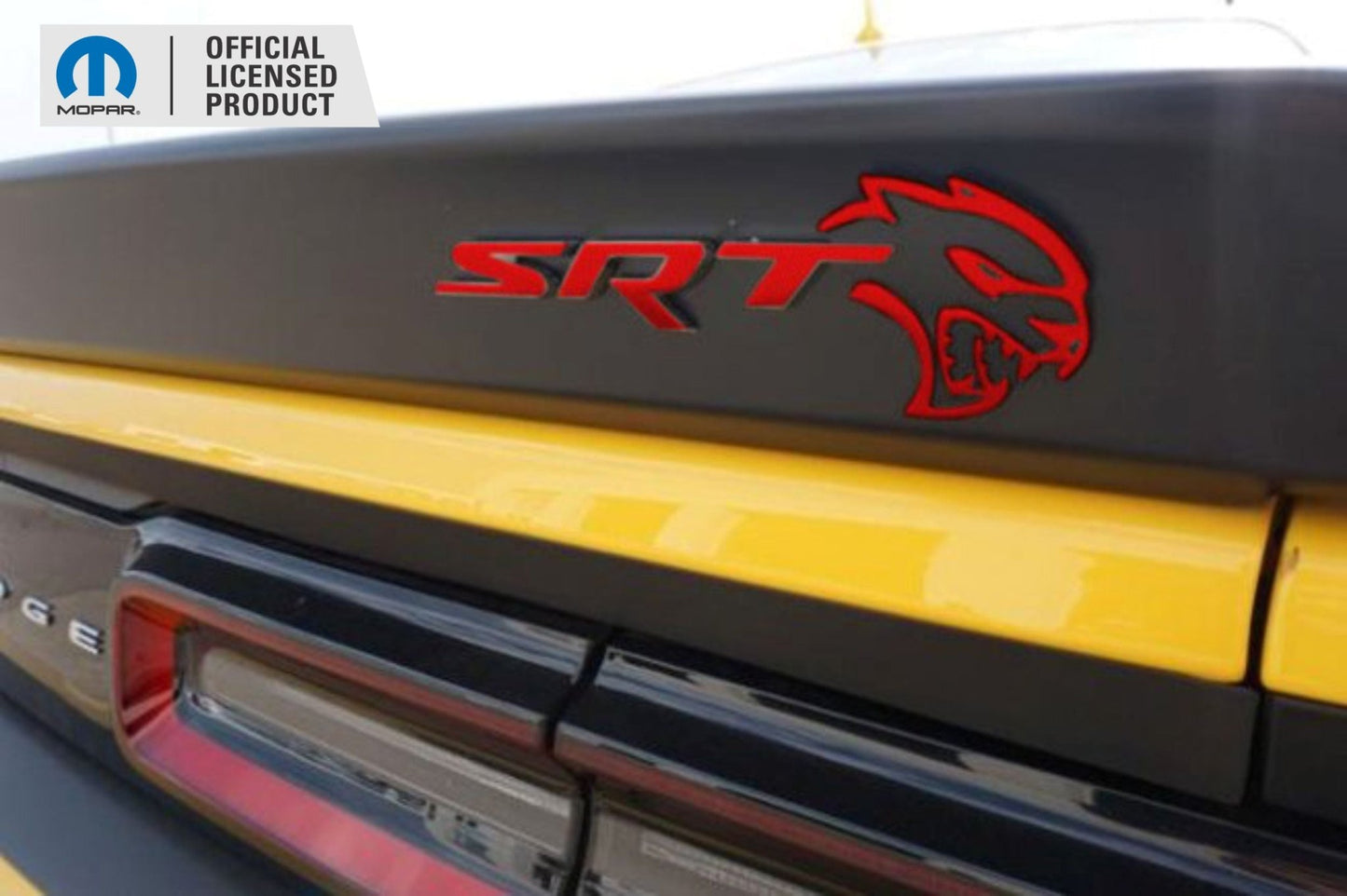 SRT Front and Rear Emblem Overlay Decals - 2017 Challenger SRT Hellcat - Speedlogix