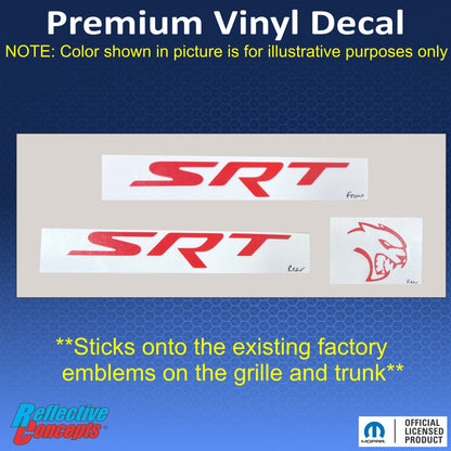 SRT Front and Rear Emblem Overlay Decals - 2017 Challenger SRT Hellcat - Speedlogix
