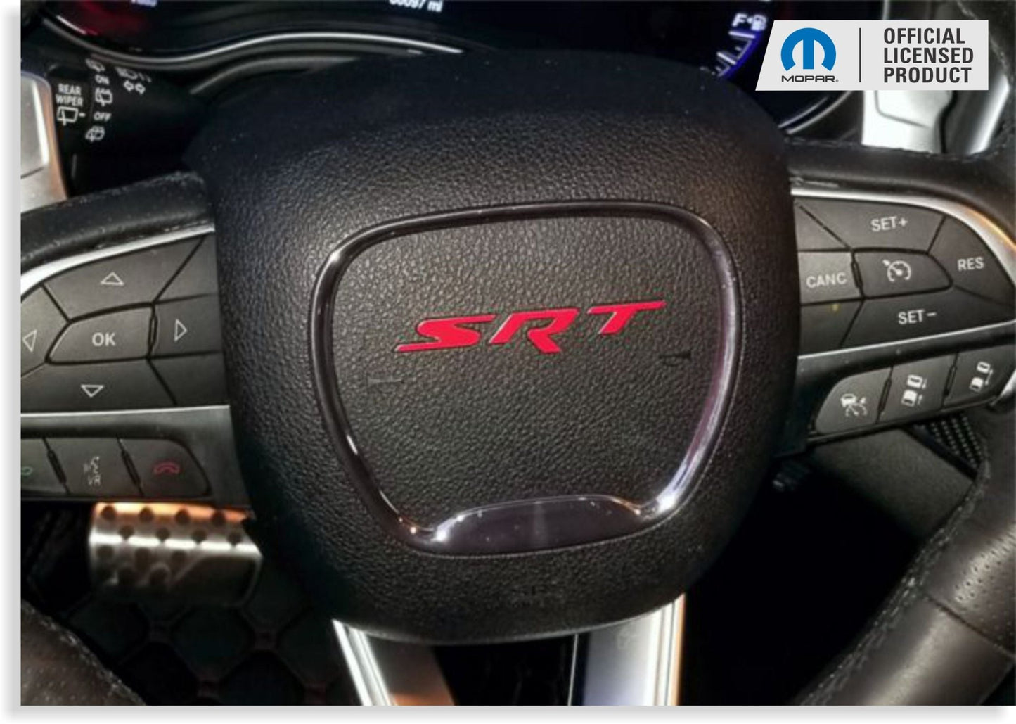 SRT Steering Wheel Emblem Overlay Decal - 15 - 23 Challenger SRT - Speedlogix