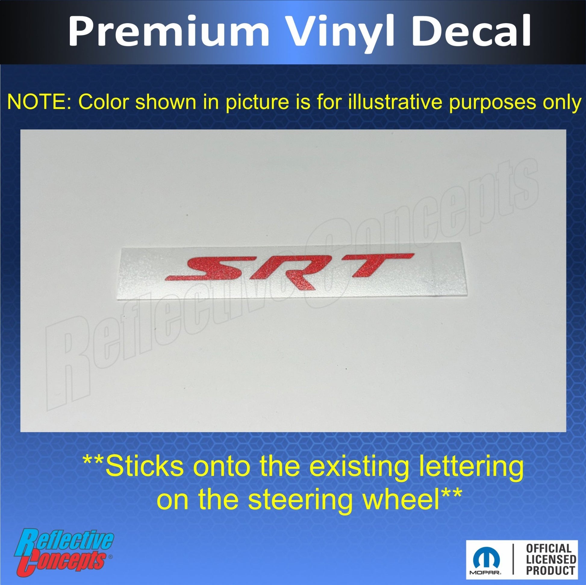 SRT Steering Wheel Emblem Overlay Decal - 15 - 23 Challenger SRT - Speedlogix